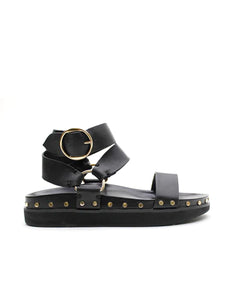 Studded Sandal // Black & Gold