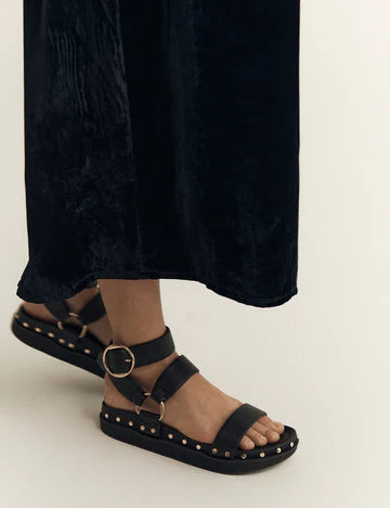 Studded Sandal // Black & Gold