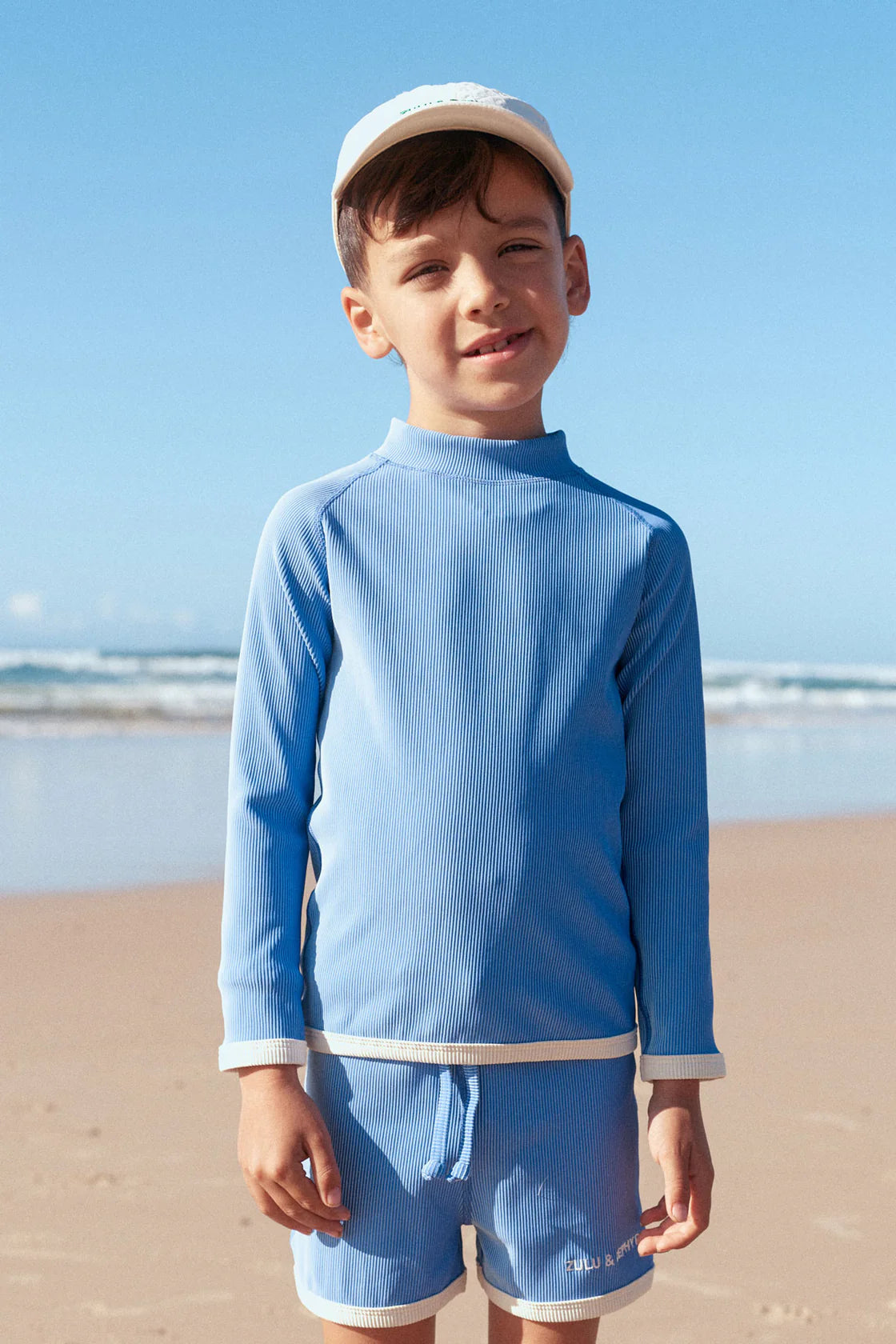 Mini Stripe Rib Surf Short // Sky Blue
