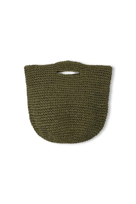 Round Straw Bag // Olive