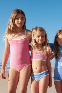 Mini Stripe Rib Bikini Bottom // Sky Blue