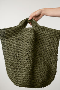 Round Straw Bag // Olive