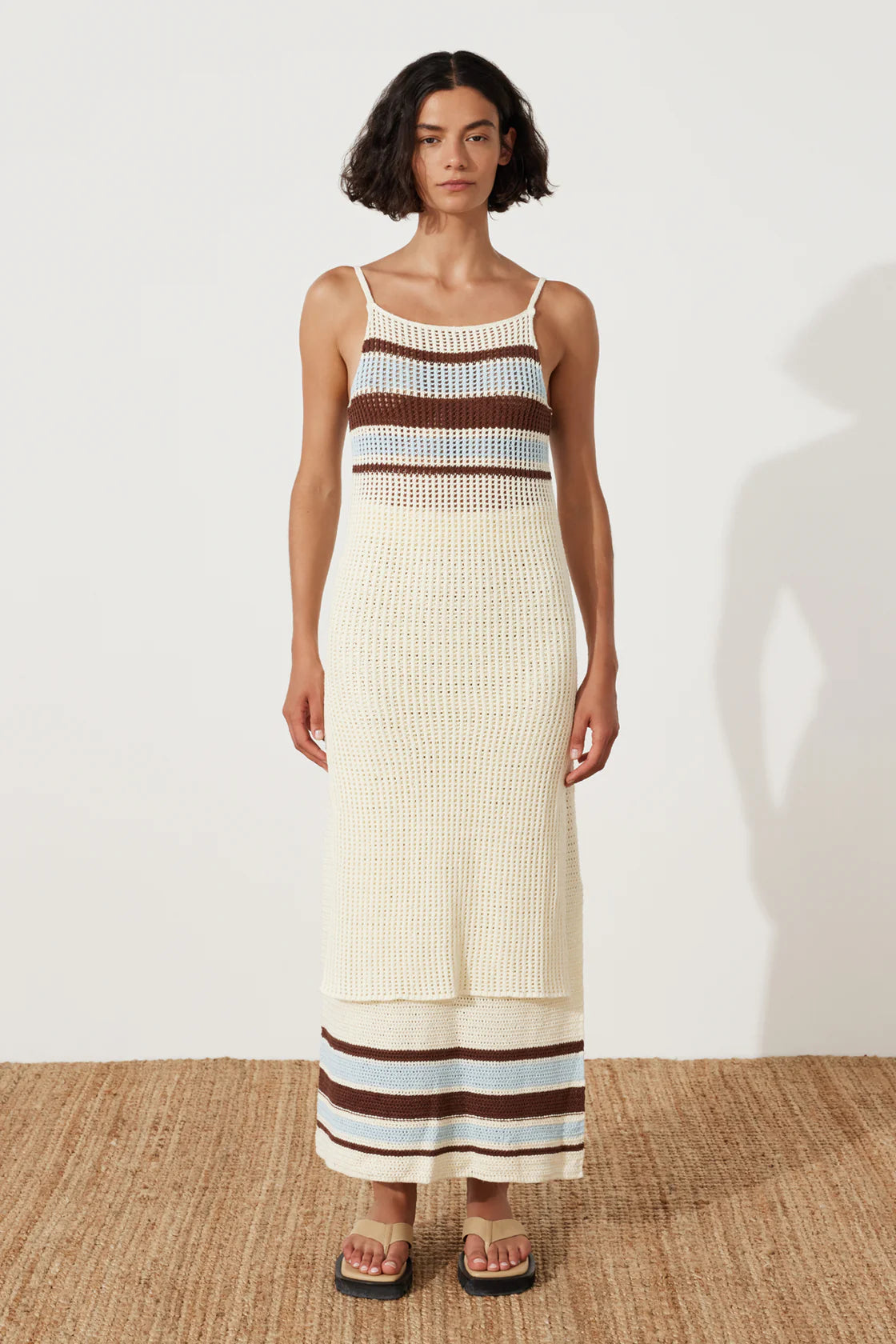 Sea Stripe Cotton Crochet Dress