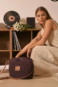 Leather Trimmed Raffia BB // Cocoa
