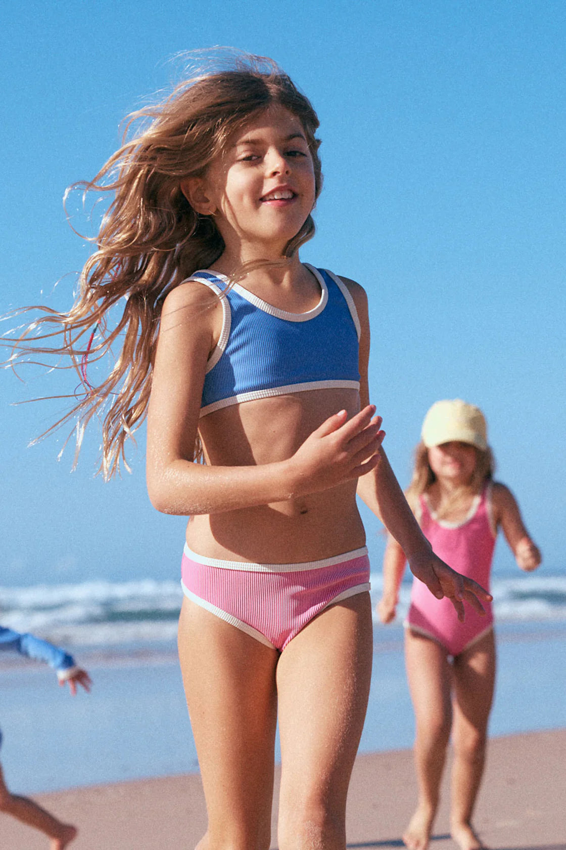 Mini Stripe Rib Bikini Bottom // Shell Pink