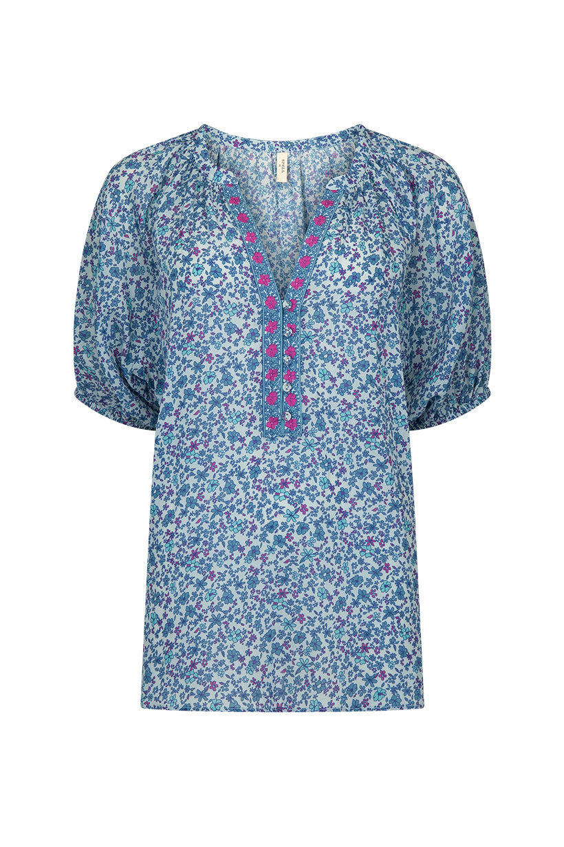 Love Jetty Short Sleeve Blouse // Blue Nirvana