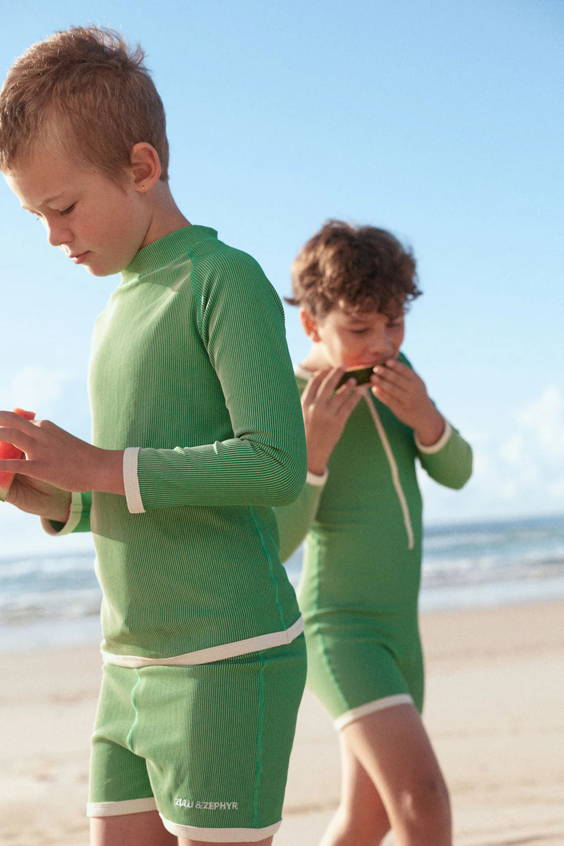 Mini Stripe Rib Rashie //Parrot Green