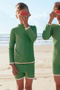 Mini Stripe Rib Rashie //Parrot Green