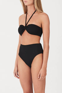 Black Textured Waisted Full Brief