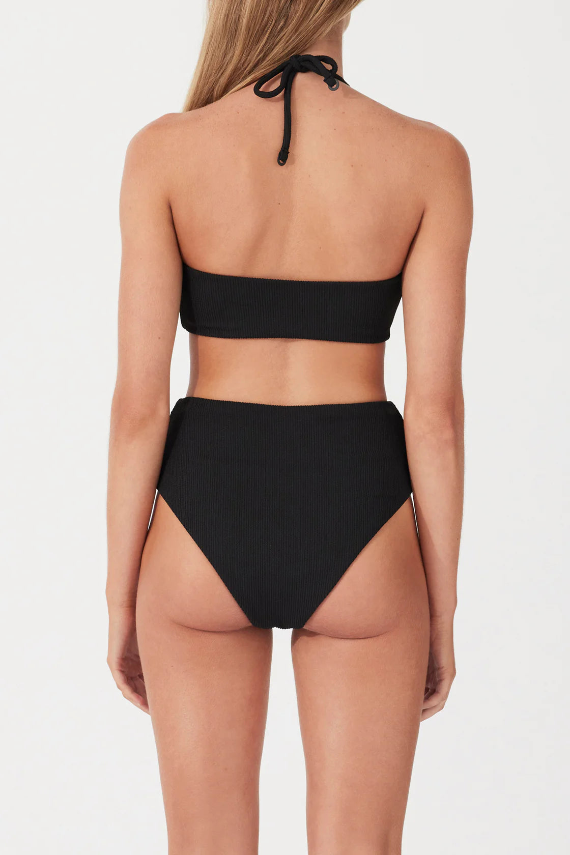 Black Textured Waisted Full Brief
