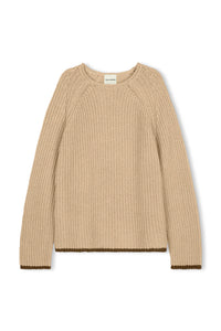 Sand Contrast Rib Knit Jumper