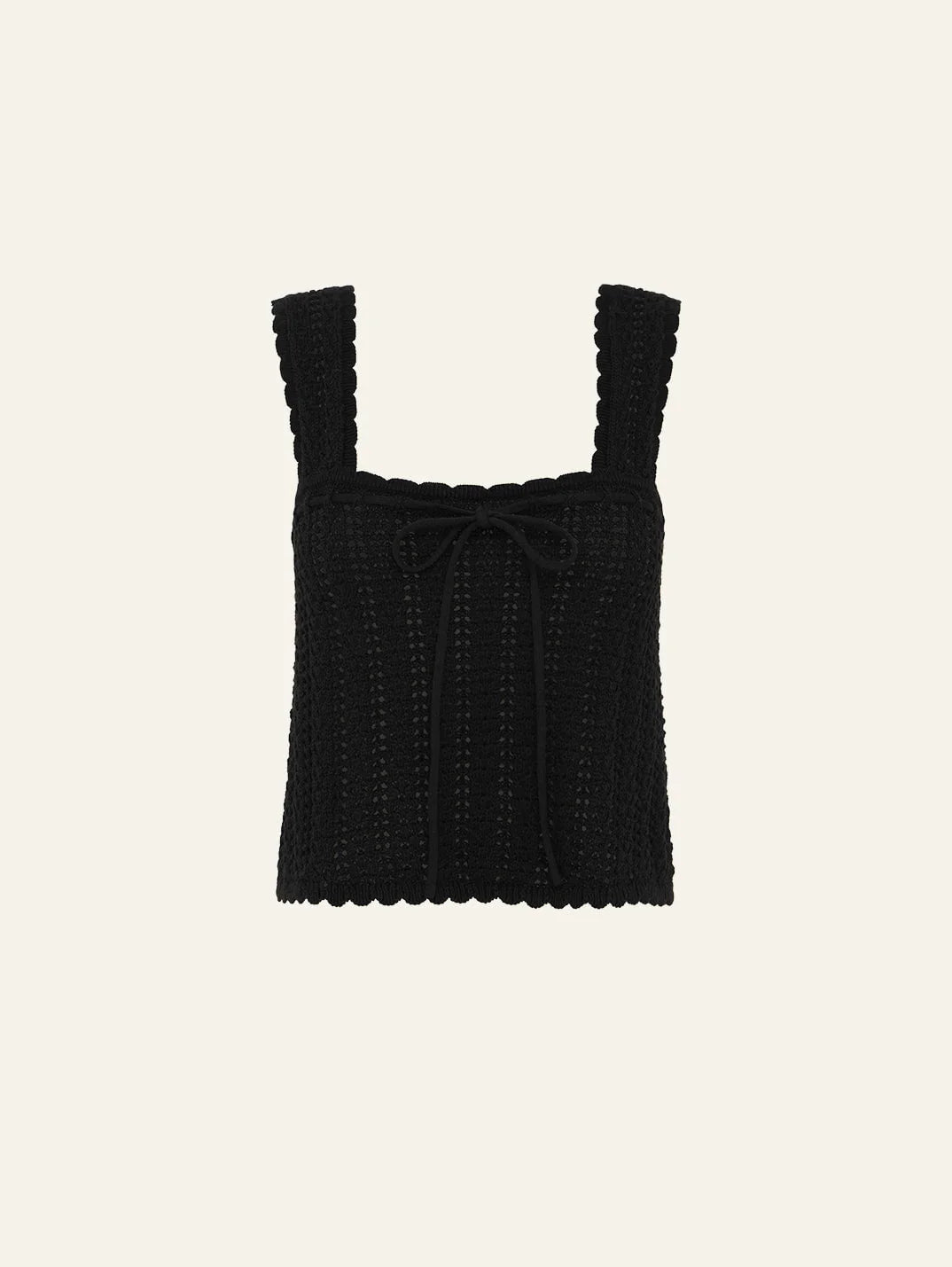 Pointelle Scalloped Shoulder Cami // Noir