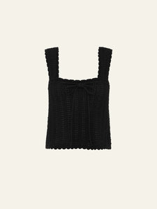 Pointelle Scalloped Shoulder Cami // Noir