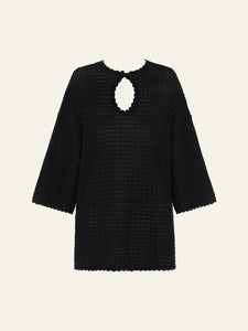 Pointelle Oversized Mini Dress // Noir