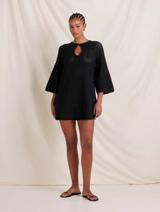 Pointelle Oversized Mini Dress // Noir