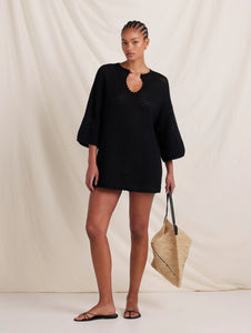 Pointelle Oversized Mini Dress // Noir