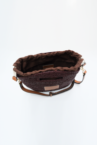 Leather Trimmed Raffia Mini // Cocoa