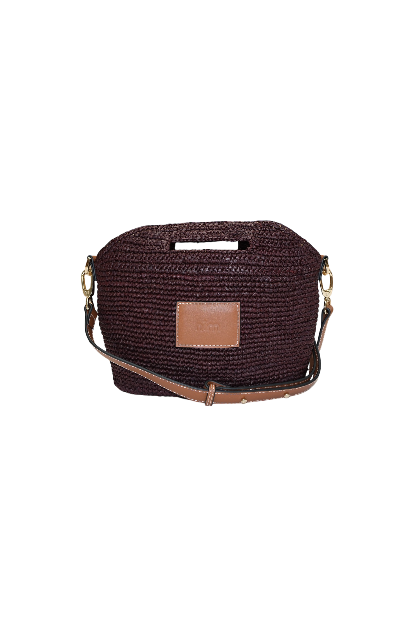 Leather Trimmed Raffia Mini // Cocoa