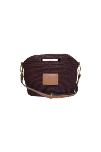 Leather Trimmed Raffia Mini // Cocoa