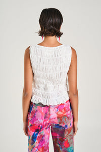 Shirred Tank // Sheer White