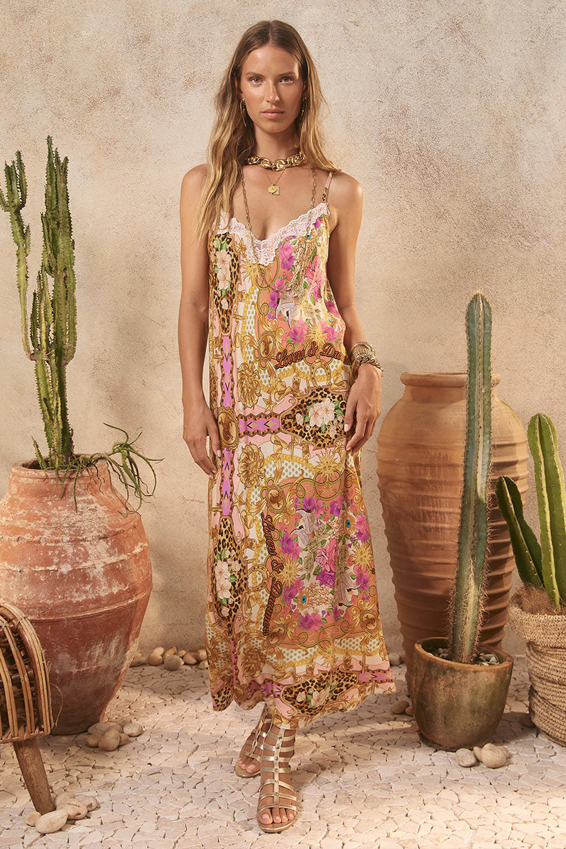 Lovers & Dreamers Strappy Maxi Dress // Champagne Peach