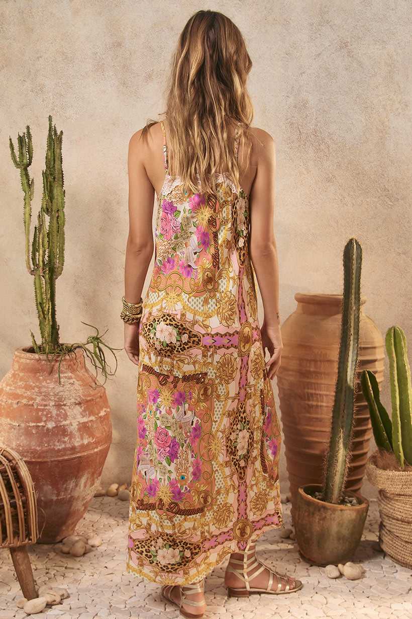 Lovers & Dreamers Strappy Maxi Dress // Champagne Peach