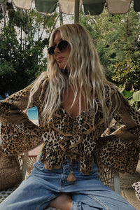 Samantha Lace frill Blouse // Vintage Leopard