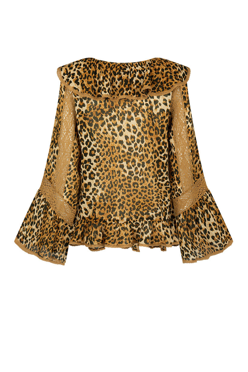 Samantha Lace frill Blouse // Vintage Leopard