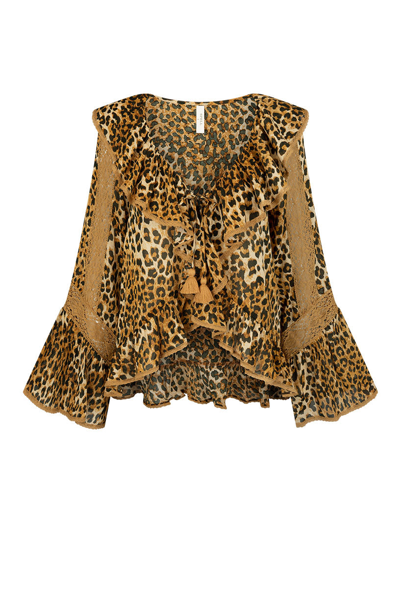 Samantha Lace frill Blouse // Vintage Leopard
