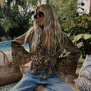 Samantha Lace frill Blouse // Vintage Leopard