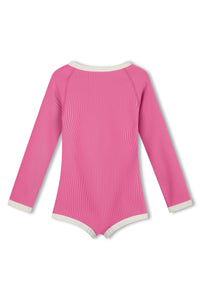 Mini Stripe Rashie Onesie // Shell Pink