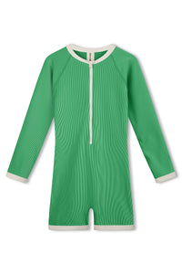 Mini Stripe Rib Surf Suit // Parrot Green