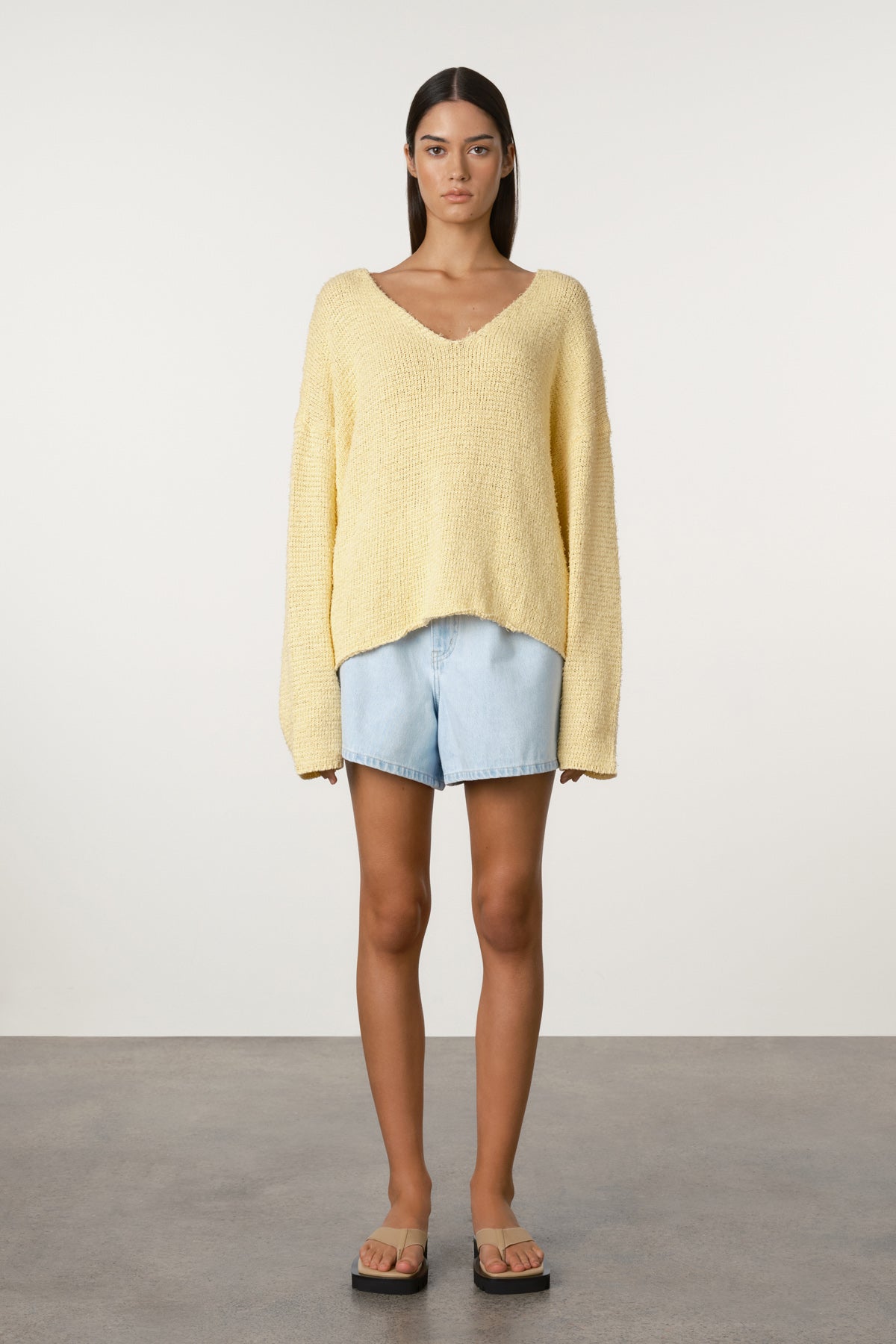 Soft Blue Recycled Denim Shorts