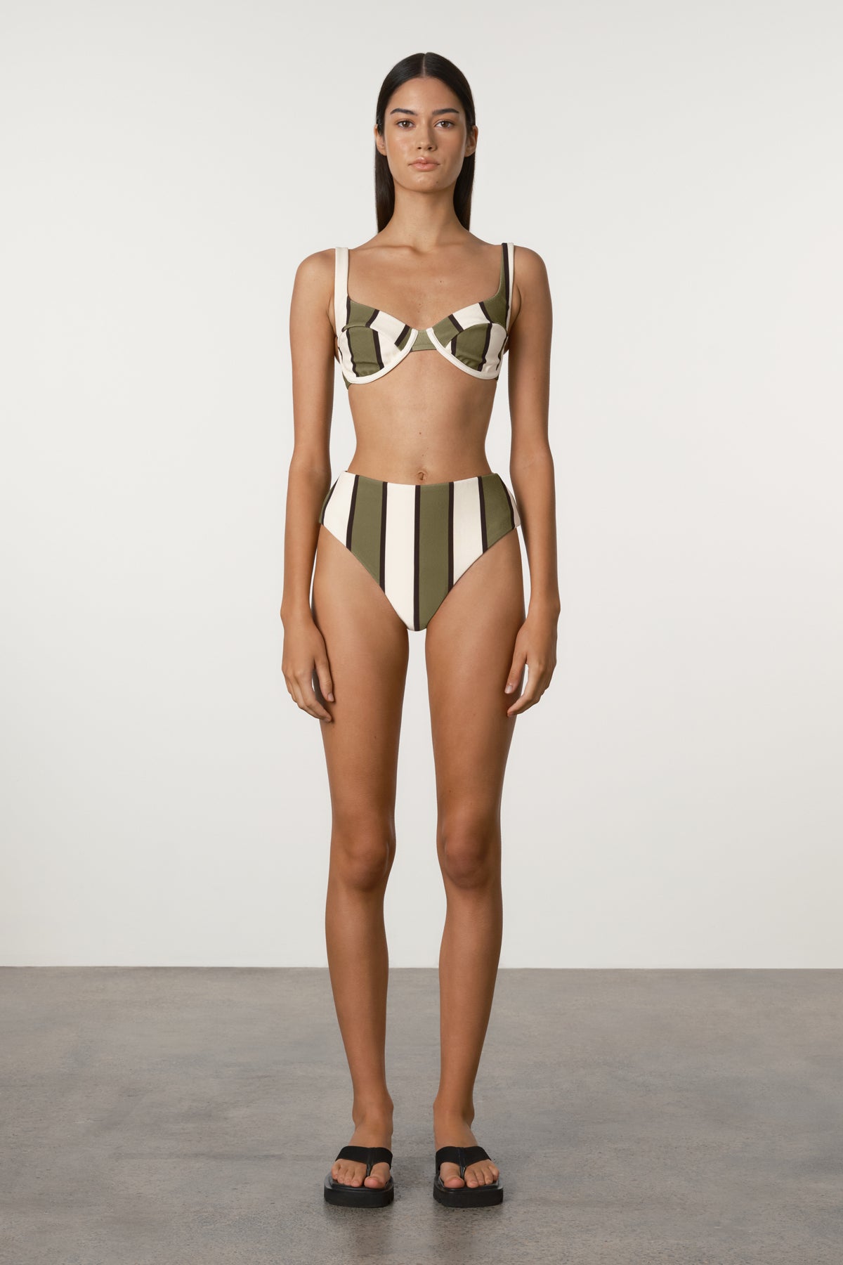 Olive Stripe Bra Cup