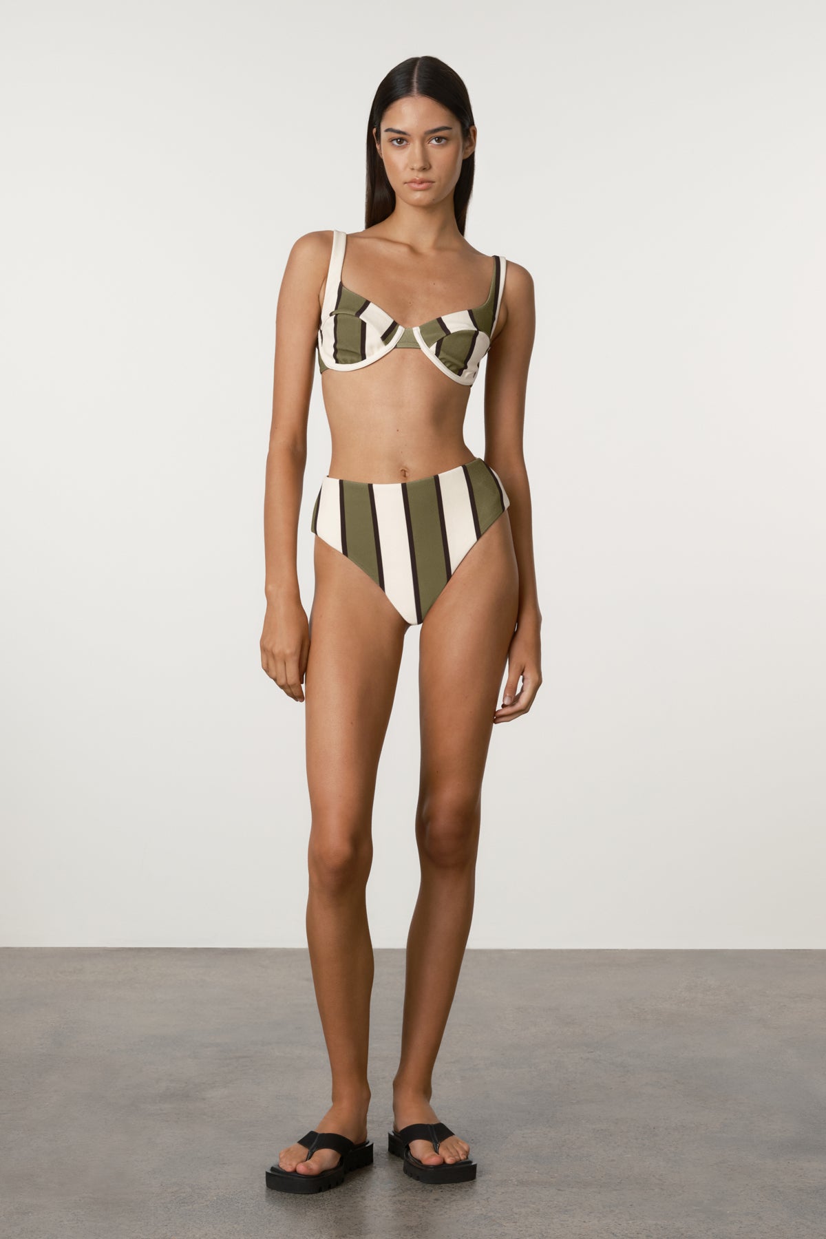 Olive Stripe Bra Cup