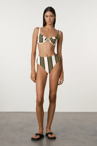 Olive Stripe Bra Cup