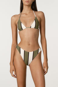 Olive Stripe Curve Brief