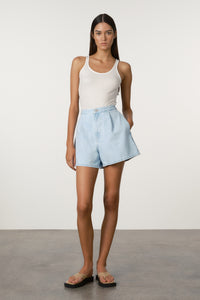 Soft Blue Recycled Denim Shorts