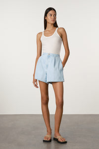 Soft Blue Recycled Denim Shorts