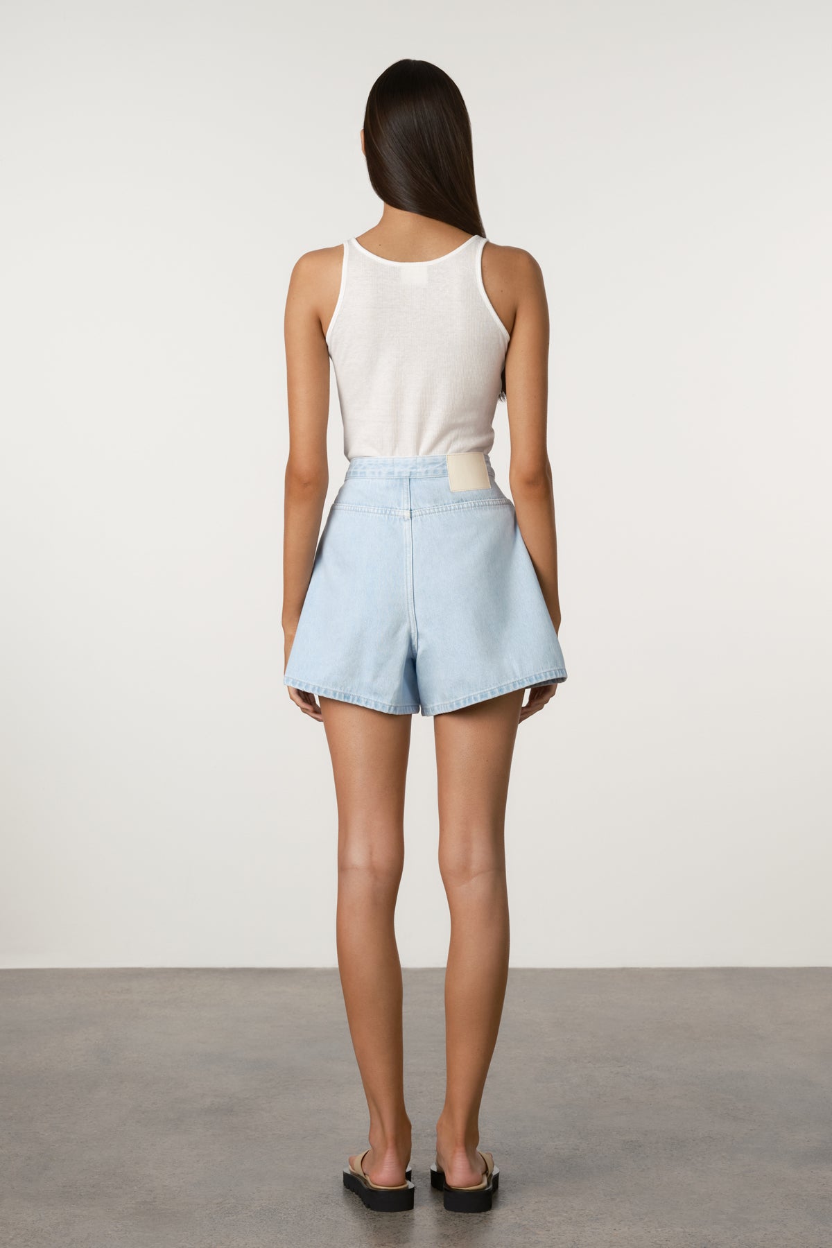Soft Blue Recycled Denim Shorts