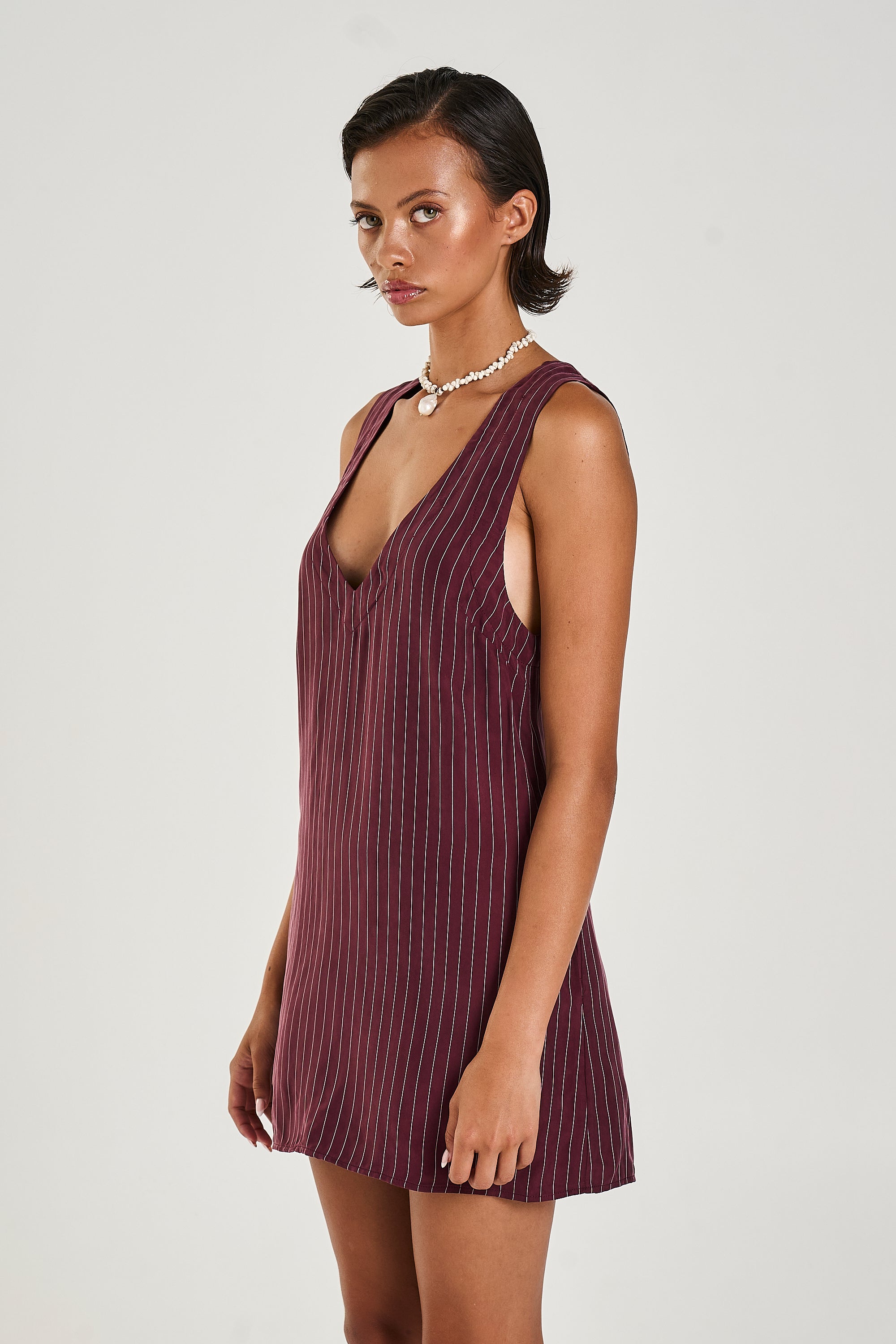V-Neck Shift Dress // Kina Pinstripe