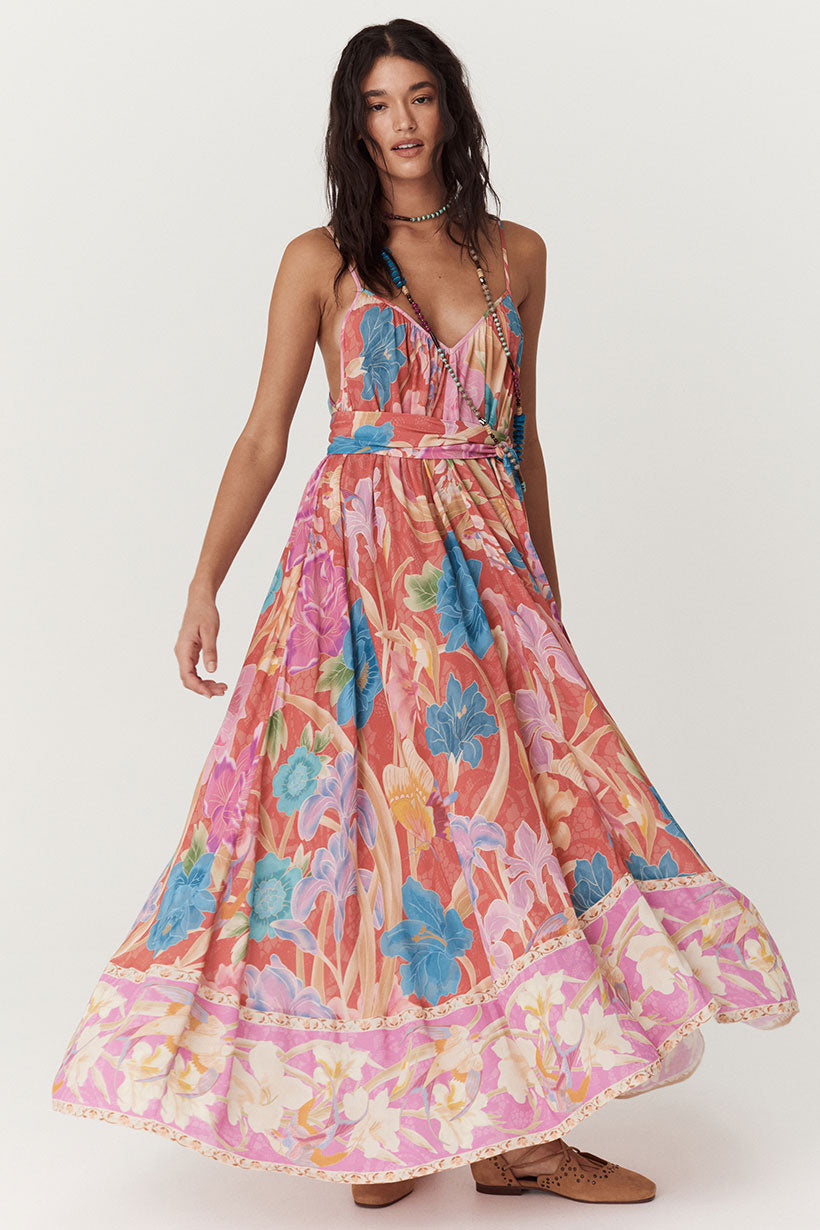 Painters Garden Strappy Maxi Dress // Crimson