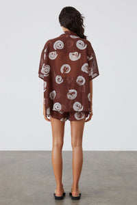 Cocoa Swirl Sheer Textured Shirt