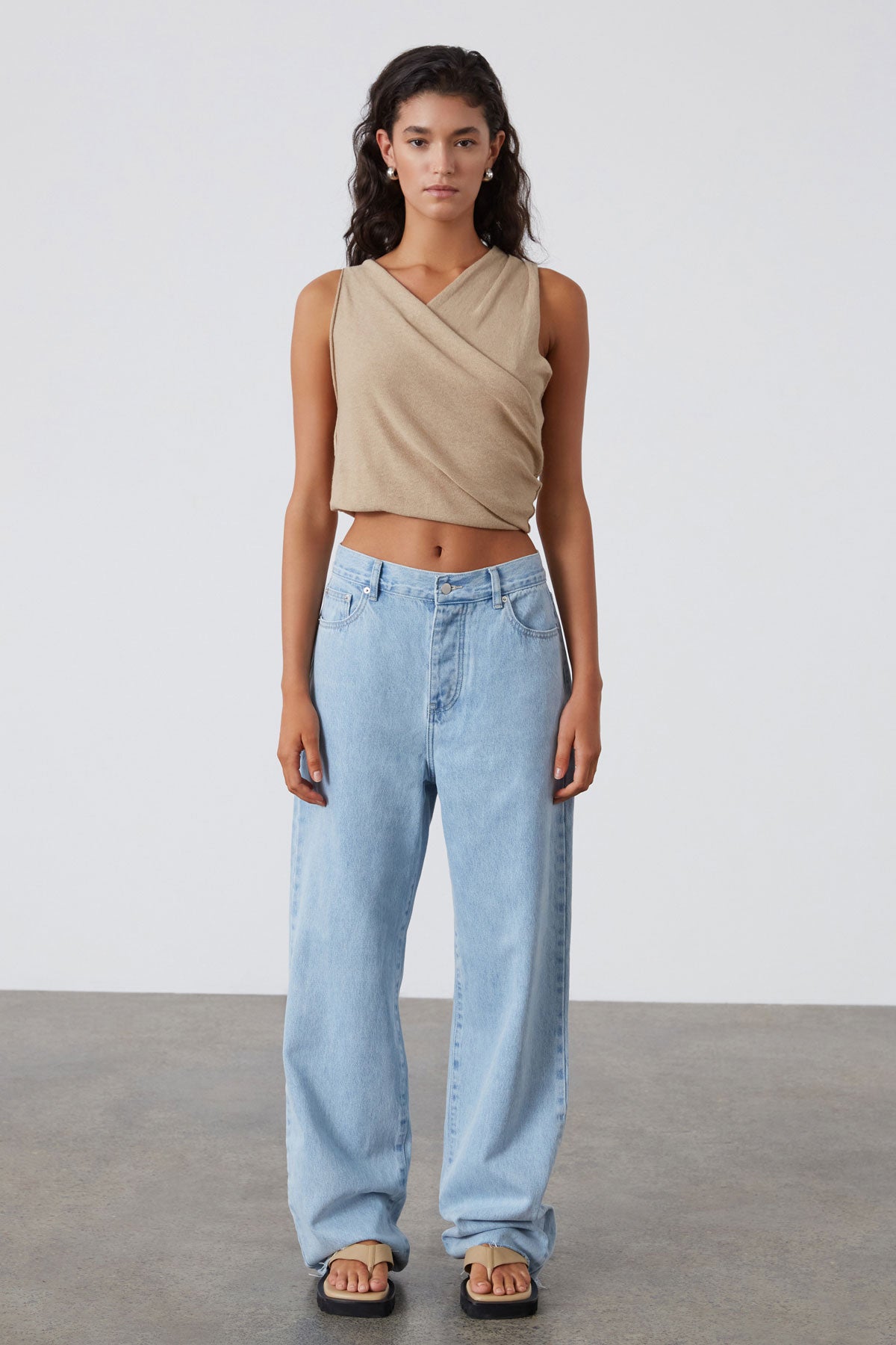 Camel Linen Blend Knit Top