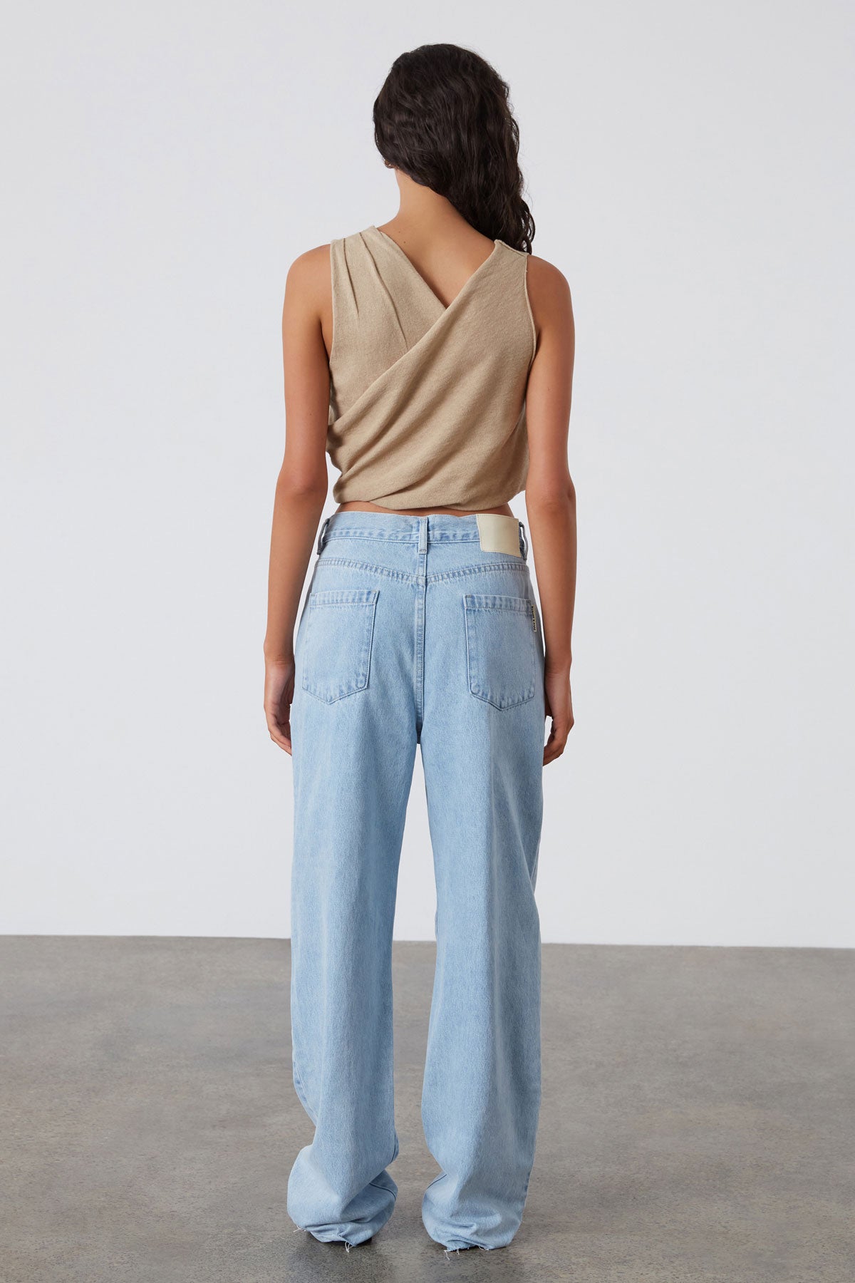 Camel Linen Blend Knit Top