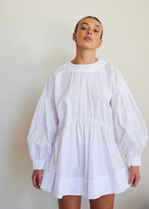 Albany Smock Mini Dress / White