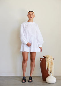Albany Smock Mini Dress / White