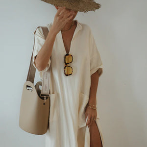 NIM SOLES Bucket Bag Biege W/ Biege Strap
