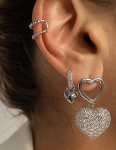 Beaded Diamonte Ear Cuff - Silver