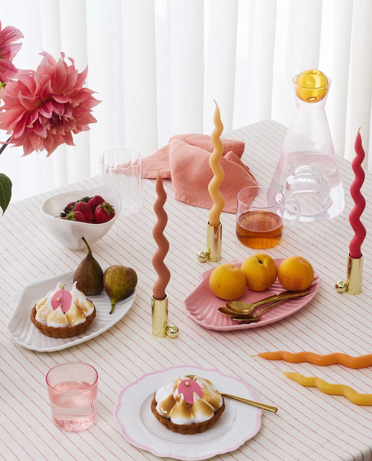Twinkling Taper Candle Set in Coral